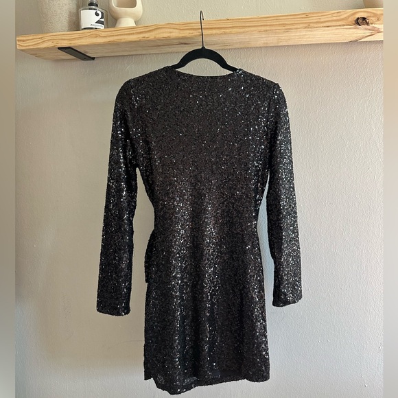 Sequence Black Wrap Dress - Picture 3 of 5